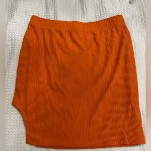 Orange Side Slit Mini Skirt